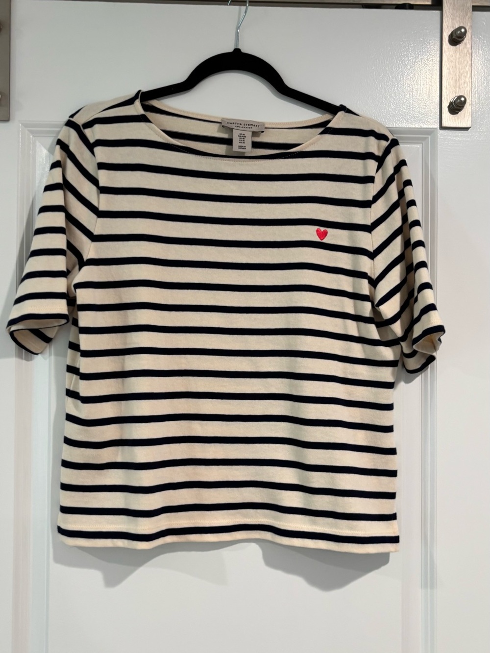 Striped Boatneck Tee with Heart
